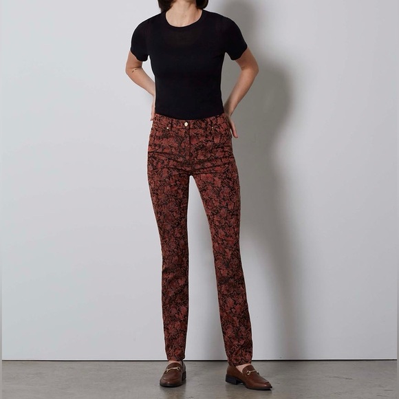 CARLISLE ANTOINETTE PANTS Jacquard Pink Black Floral size 0 XS Work Party Casual